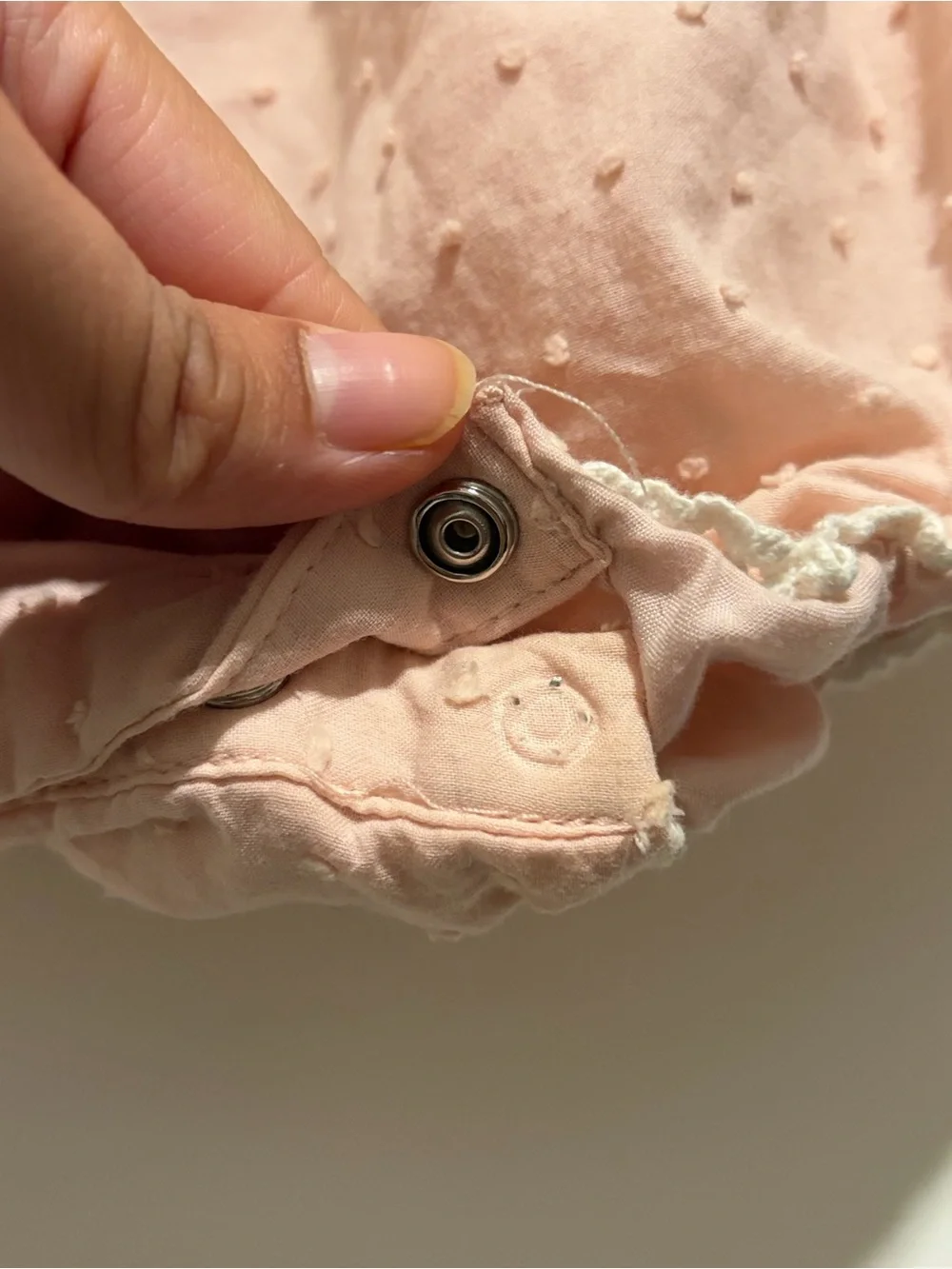 Pink Textured Baby Bubble Romper with Tie Straps